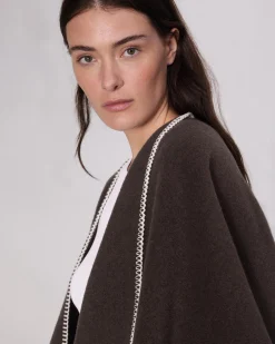 rag & bone Ingrid Wool Poncho Mahogany Cheap