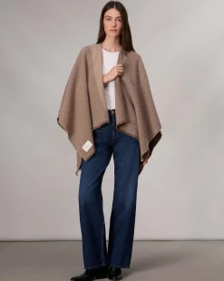 rag & bone Joni Reversible Poncho Walnut Biscuit Fashion