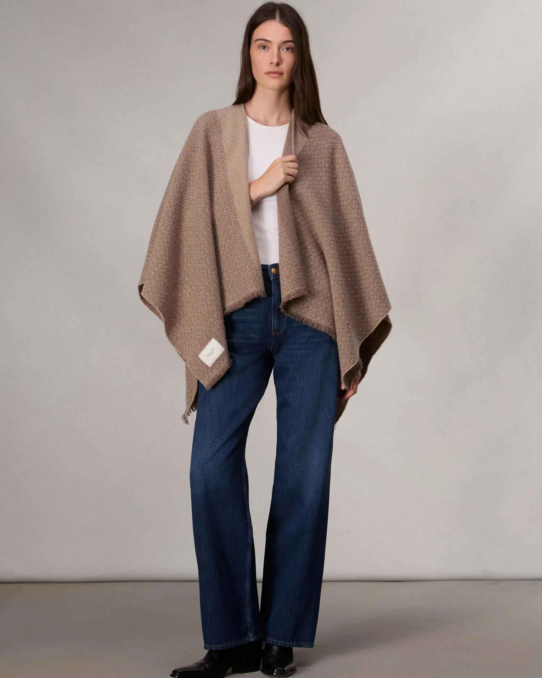 rag & bone Joni Reversible Poncho Walnut Biscuit Fashion