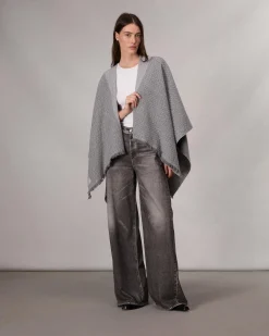 rag & bone Joni Reversible Poncho Mid Grey Greige Best