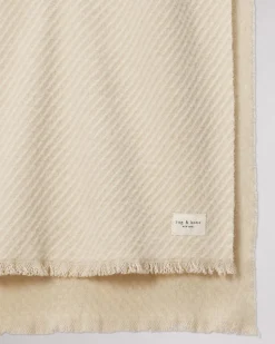 rag & bone Joni Stripe Wool Scarf Oatmeal Ivory Best Sale