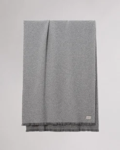 rag & bone Joni Stripe Wool Scarf Mid Grey Greige Shop