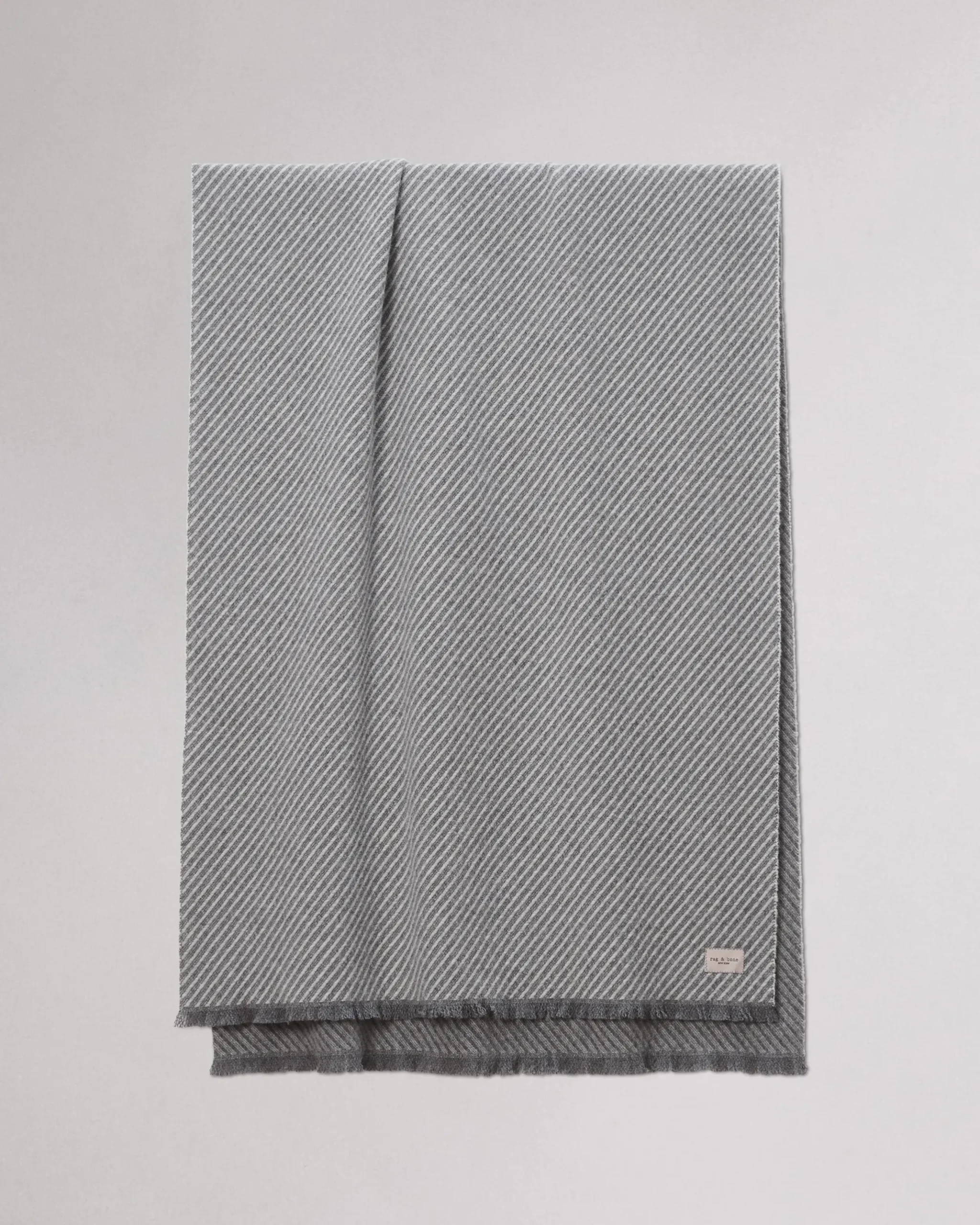 rag & bone Joni Stripe Wool Scarf Mid Grey Greige Shop