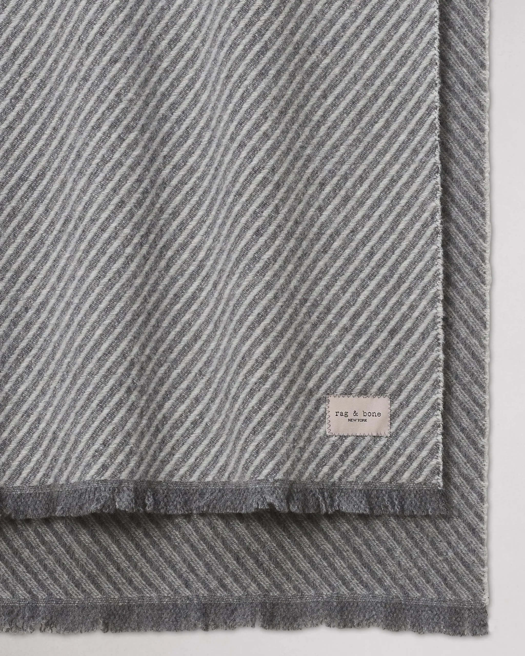 rag & bone Joni Stripe Wool Scarf Mid Grey Greige Shop