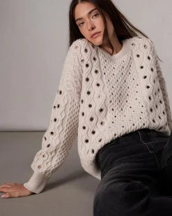 rag & bone Kat Cable-Knit Sweater Ivory Cheap
