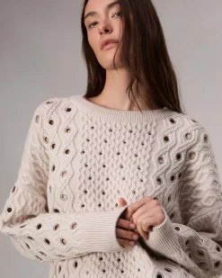 rag & bone Kat Cable-Knit Sweater Ivory Cheap