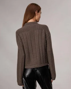 rag & bone Kerry Cable-Knit Cardigan Brown Hot