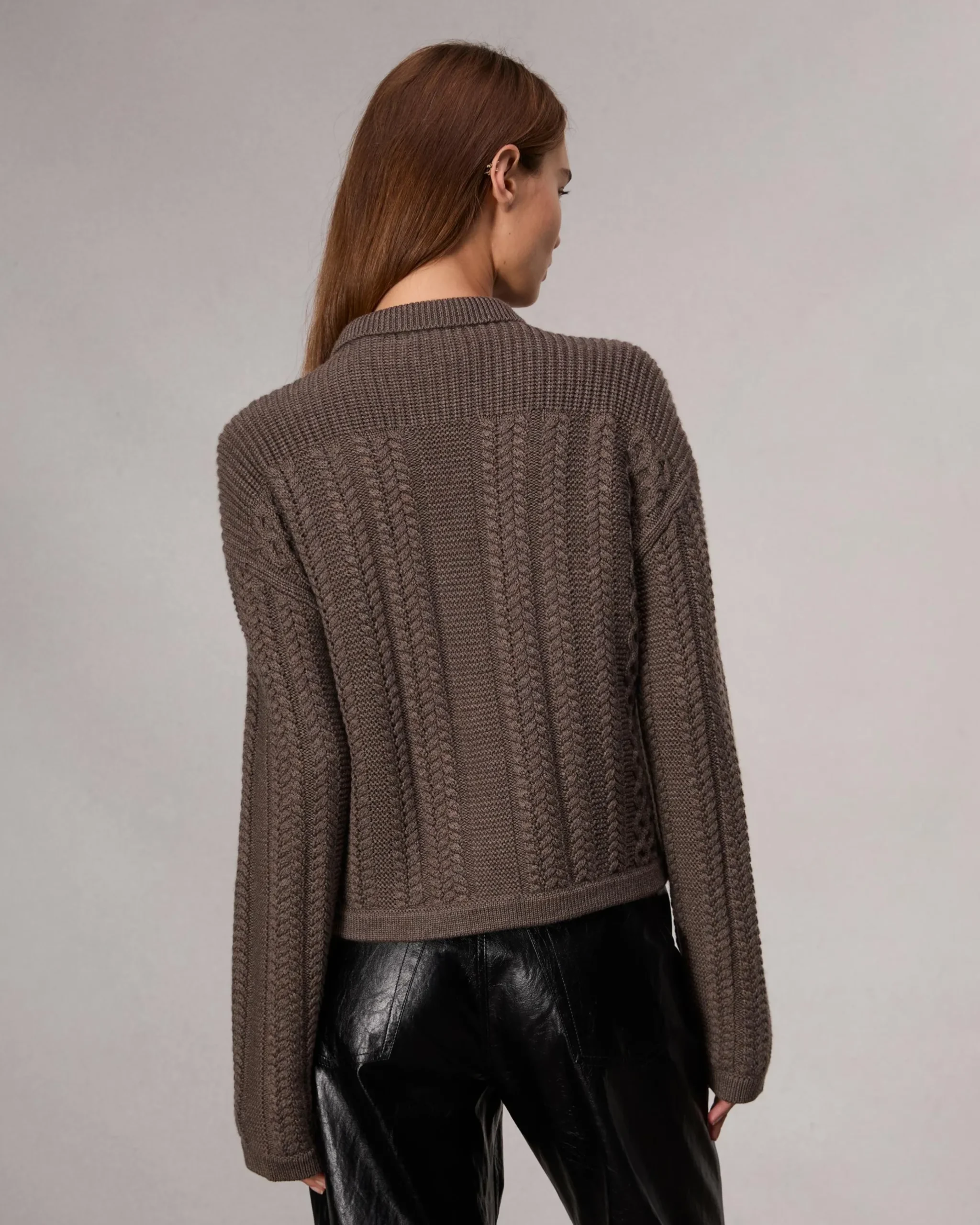 rag & bone Kerry Cable-Knit Cardigan Brown Hot