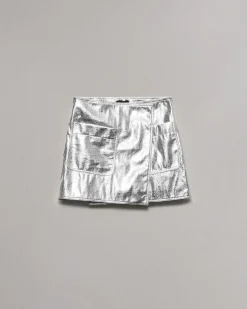 rag & bone Kyla Faux Leather Skirt Silver Best Sale
