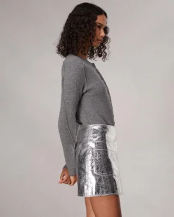 rag & bone Kyla Faux Leather Skirt Silver Best Sale