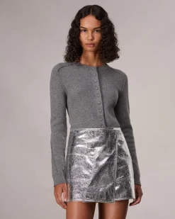 rag & bone Kyla Faux Leather Skirt Silver Best Sale