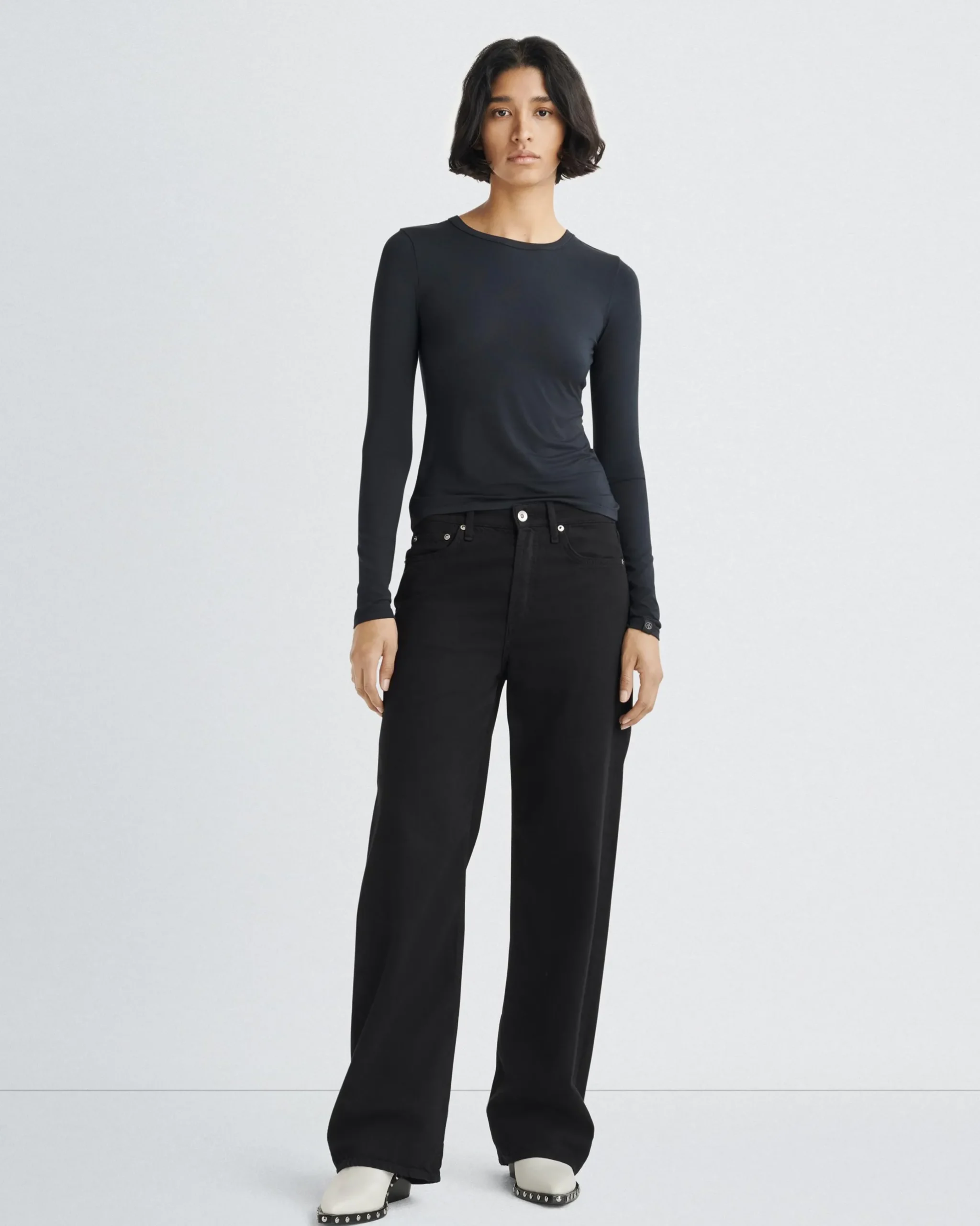 rag & bone Luca Long Sleeve Tee Black Sale