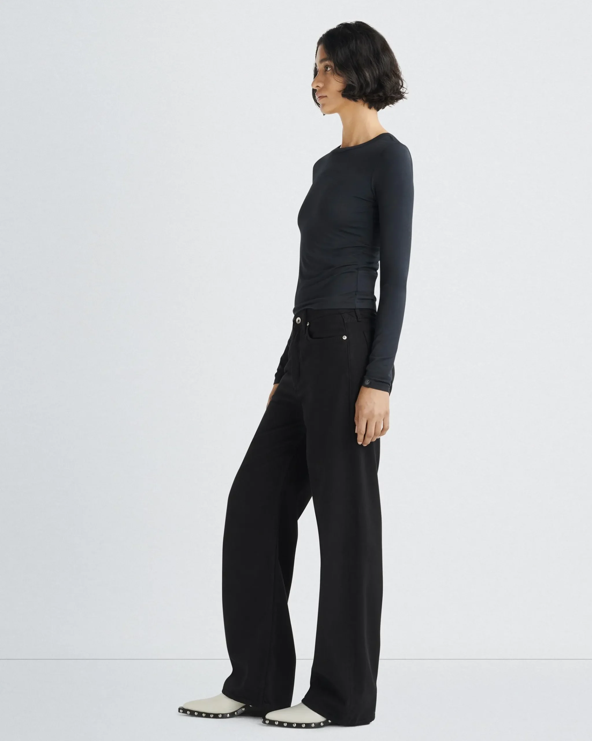 rag & bone Luca Long Sleeve Tee Black Sale