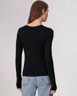 rag & bone Luca Long Sleeve Tee Black Store