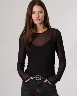 rag & bone Luca Mesh Layered T-Shirt Black Best Sale