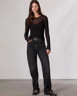 rag & bone Luca Mesh Layered T-Shirt Black Best Sale