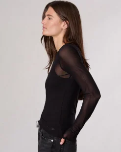 rag & bone Luca Mesh Layered T-Shirt Black Best Sale