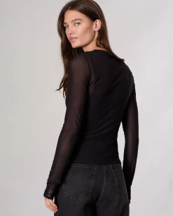 rag & bone Luca Mesh Layered T-Shirt Black Best Sale