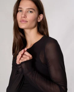 rag & bone Luca Mesh Layered T-Shirt Black Best Sale