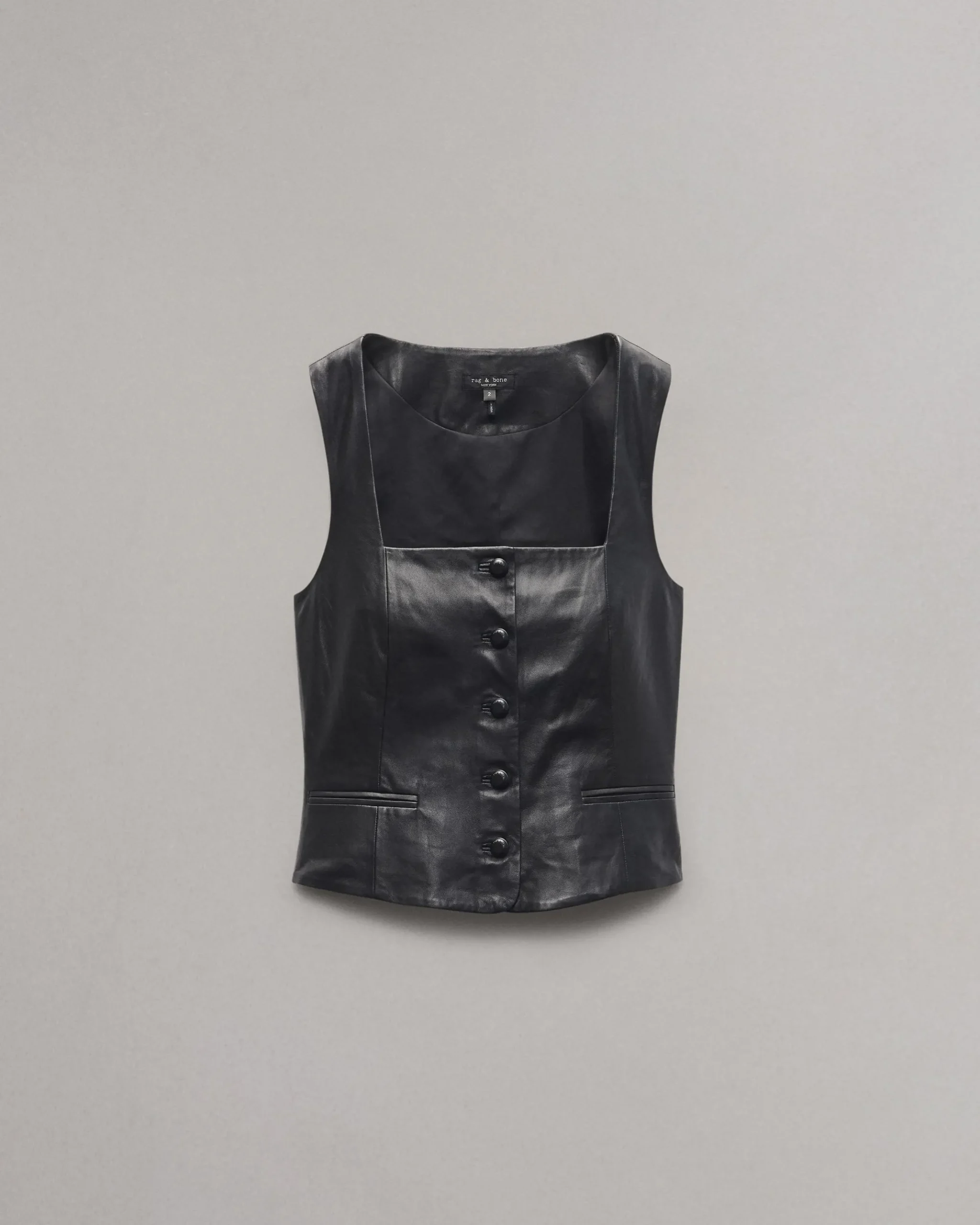 rag & bone Mariana Leather Vest Black Cheap