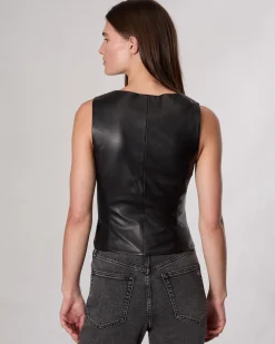 rag & bone Mariana Leather Vest Black Cheap