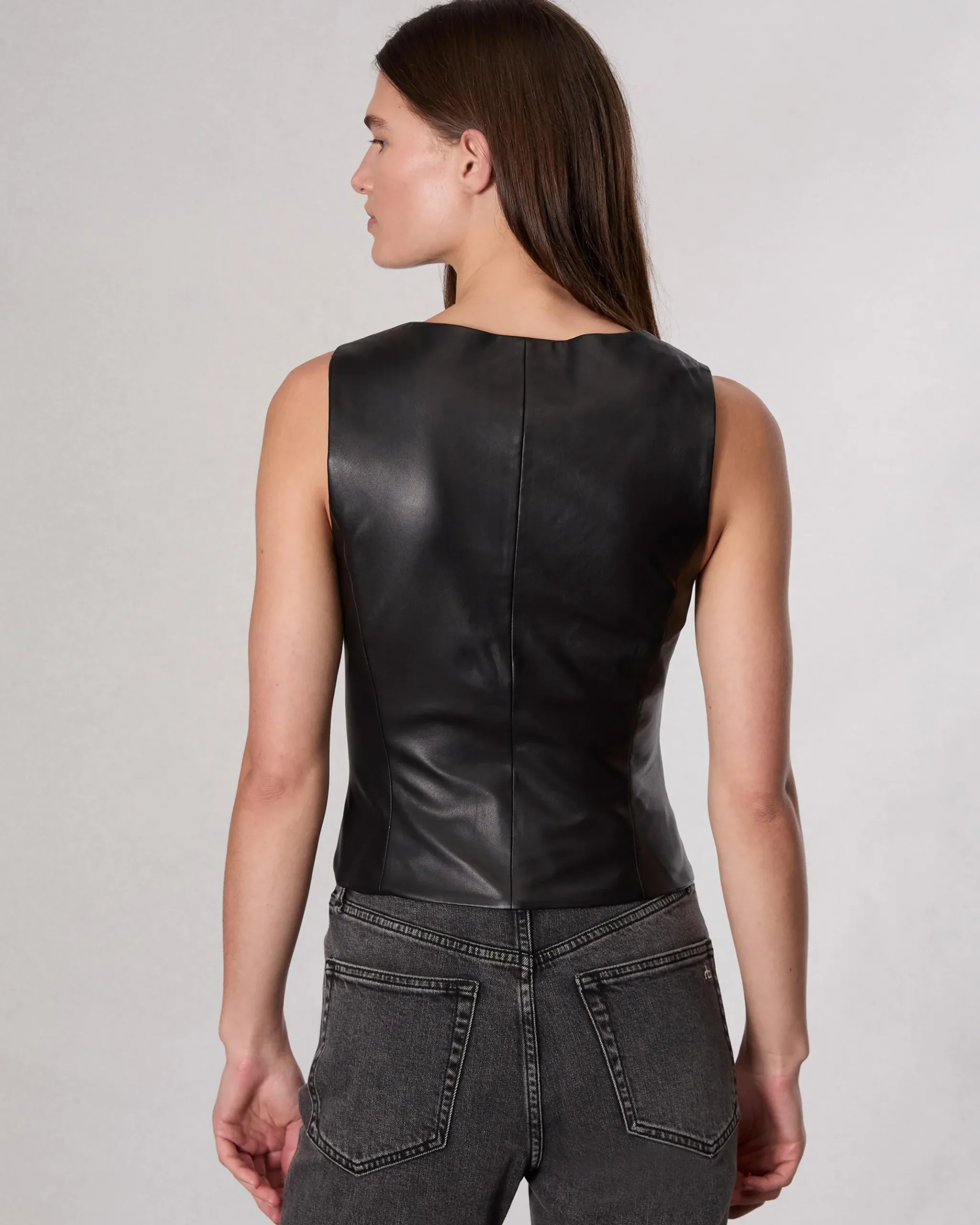 rag & bone Mariana Leather Vest Black Cheap