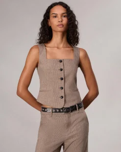 rag & bone Mariana Plaid Vest Camel Plaid Cheap