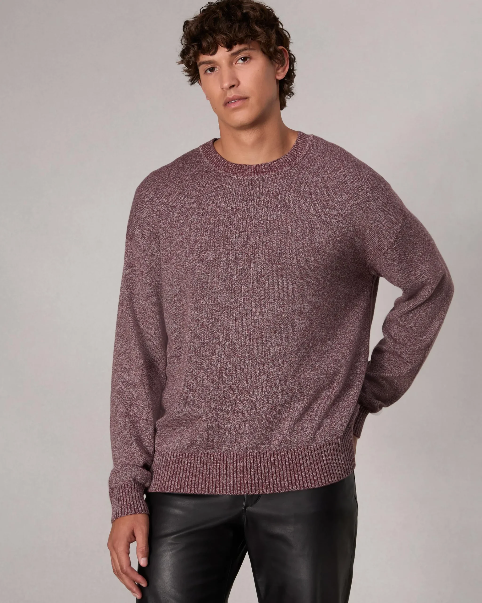 rag & bone Marled Cotton Sweater Maroon Multi Fashion