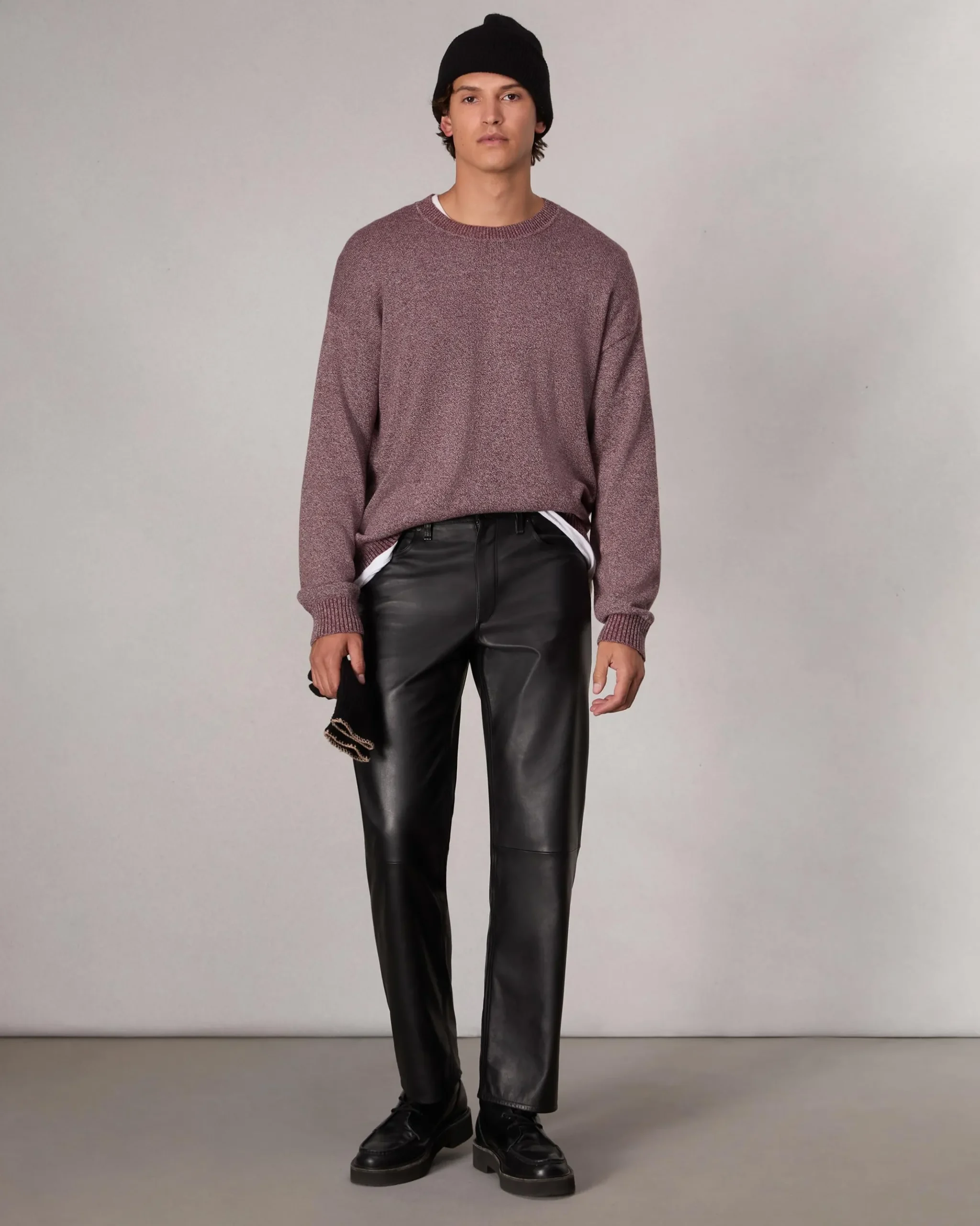 rag & bone Marled Cotton Sweater Maroon Multi Fashion
