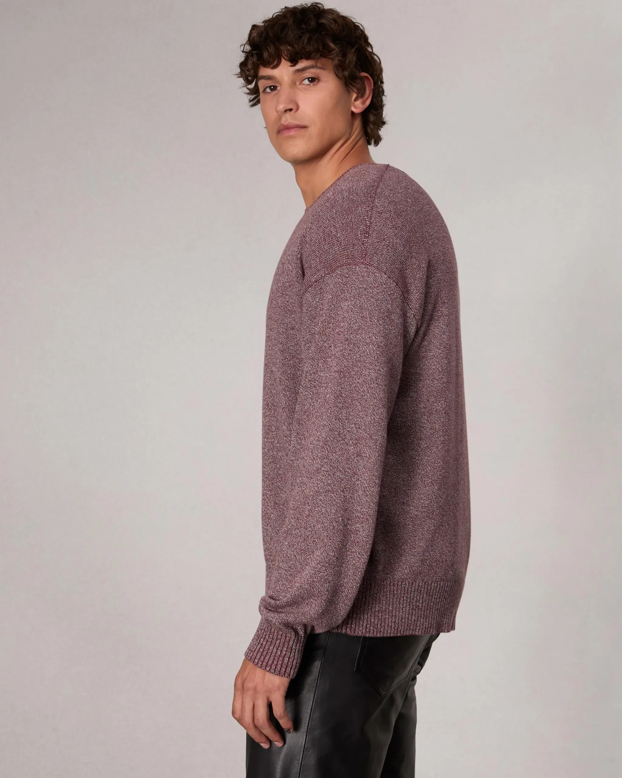 rag & bone Marled Cotton Sweater Maroon Multi Fashion
