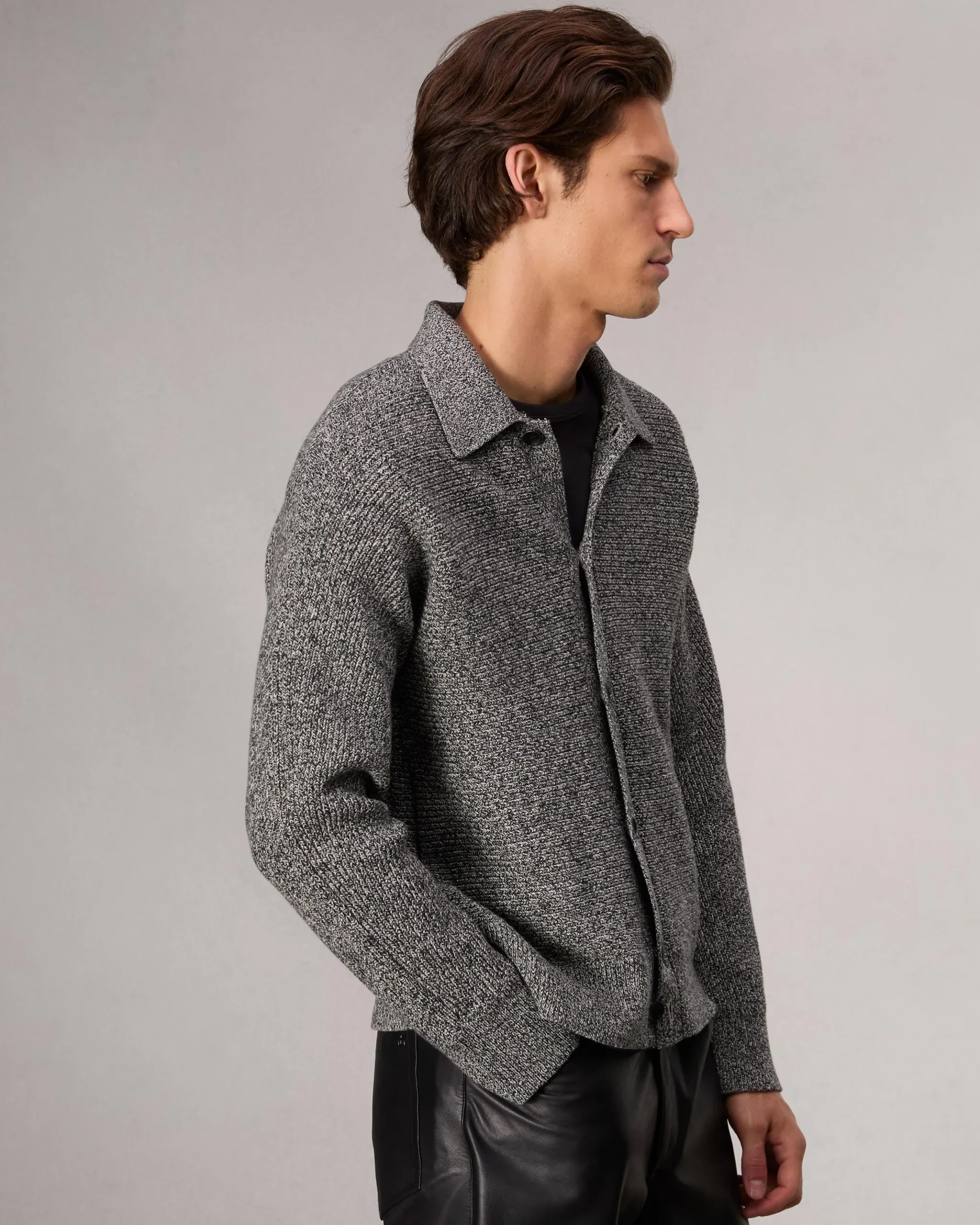 rag & bone Marled Cotton-Blend Cardigan Black Multi Hot