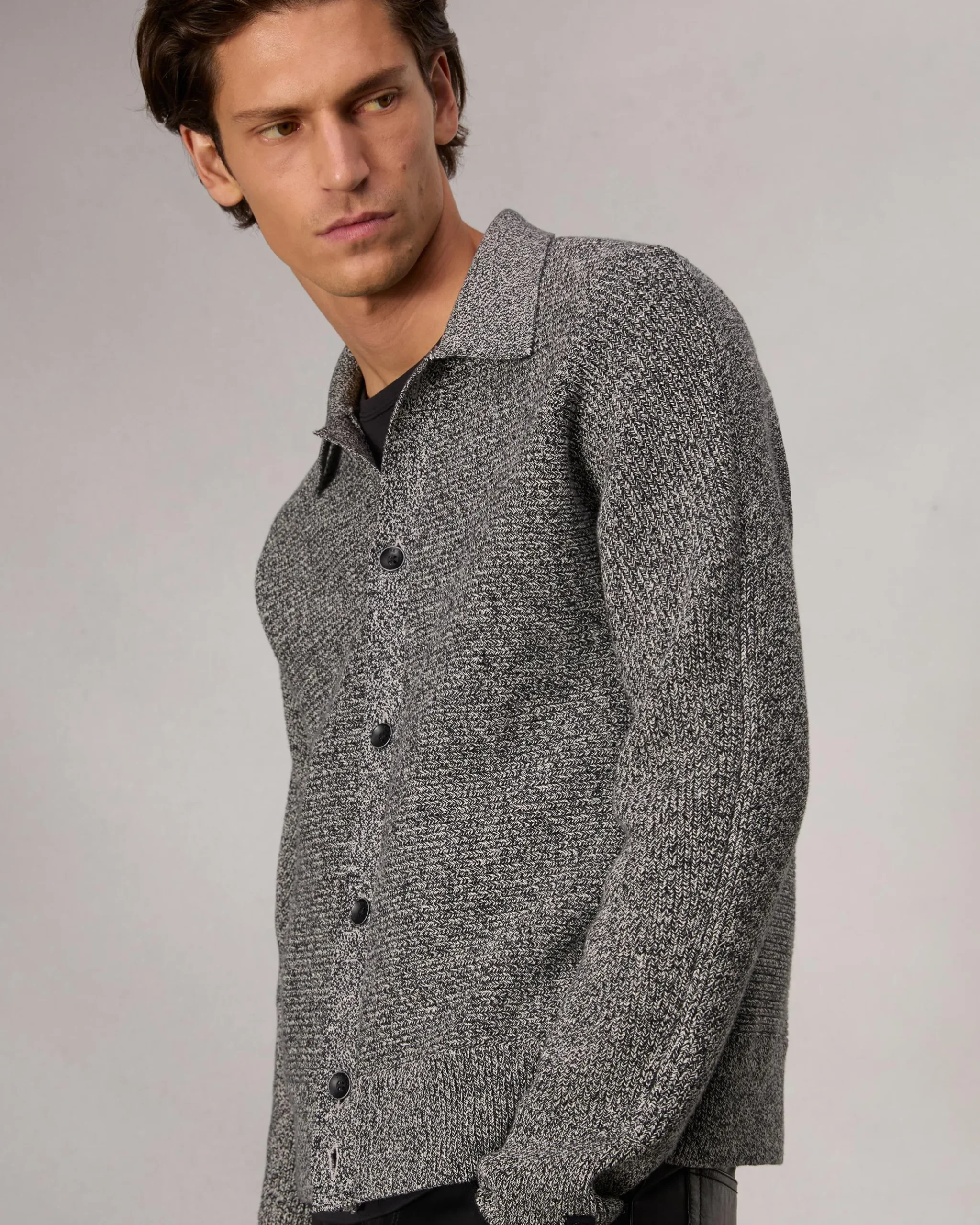 rag & bone Marled Cotton-Blend Cardigan Black Multi Hot