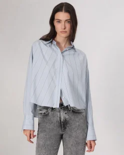 rag & bone Martha Cotton Shirt Light Blue Stripe Best