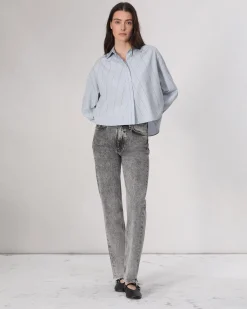rag & bone Martha Cotton Shirt Light Blue Stripe Best