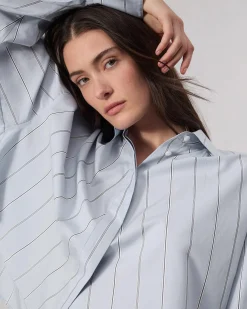 rag & bone Martha Cotton Shirt Light Blue Stripe Best