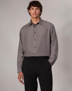 rag & bone Matthew Striped Shirt Grey Stripe Clearance