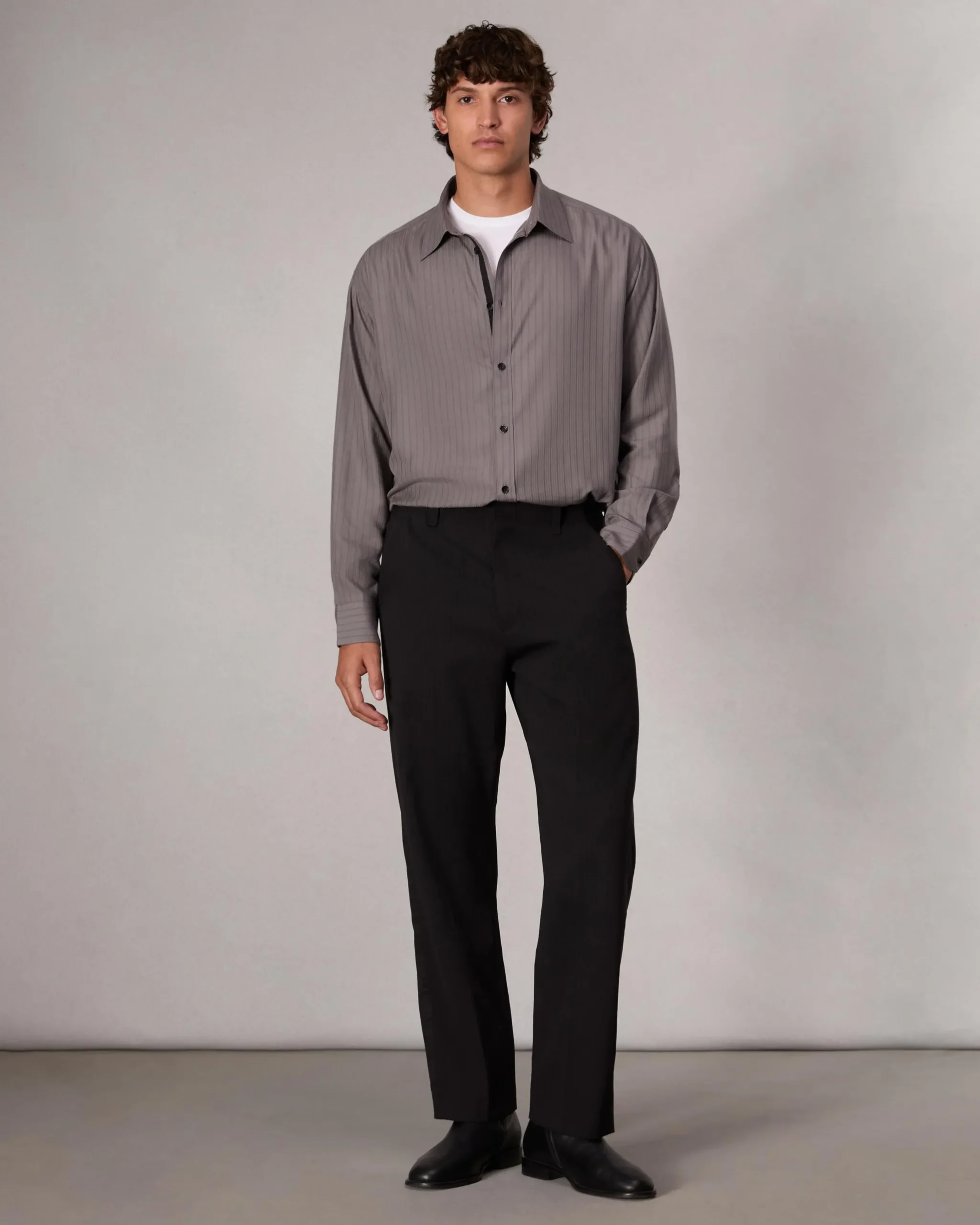 rag & bone Matthew Striped Shirt Grey Stripe Clearance