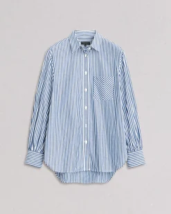 rag & bone Maxine Poplin Stripe Shirt Blue Stripe Cheap
