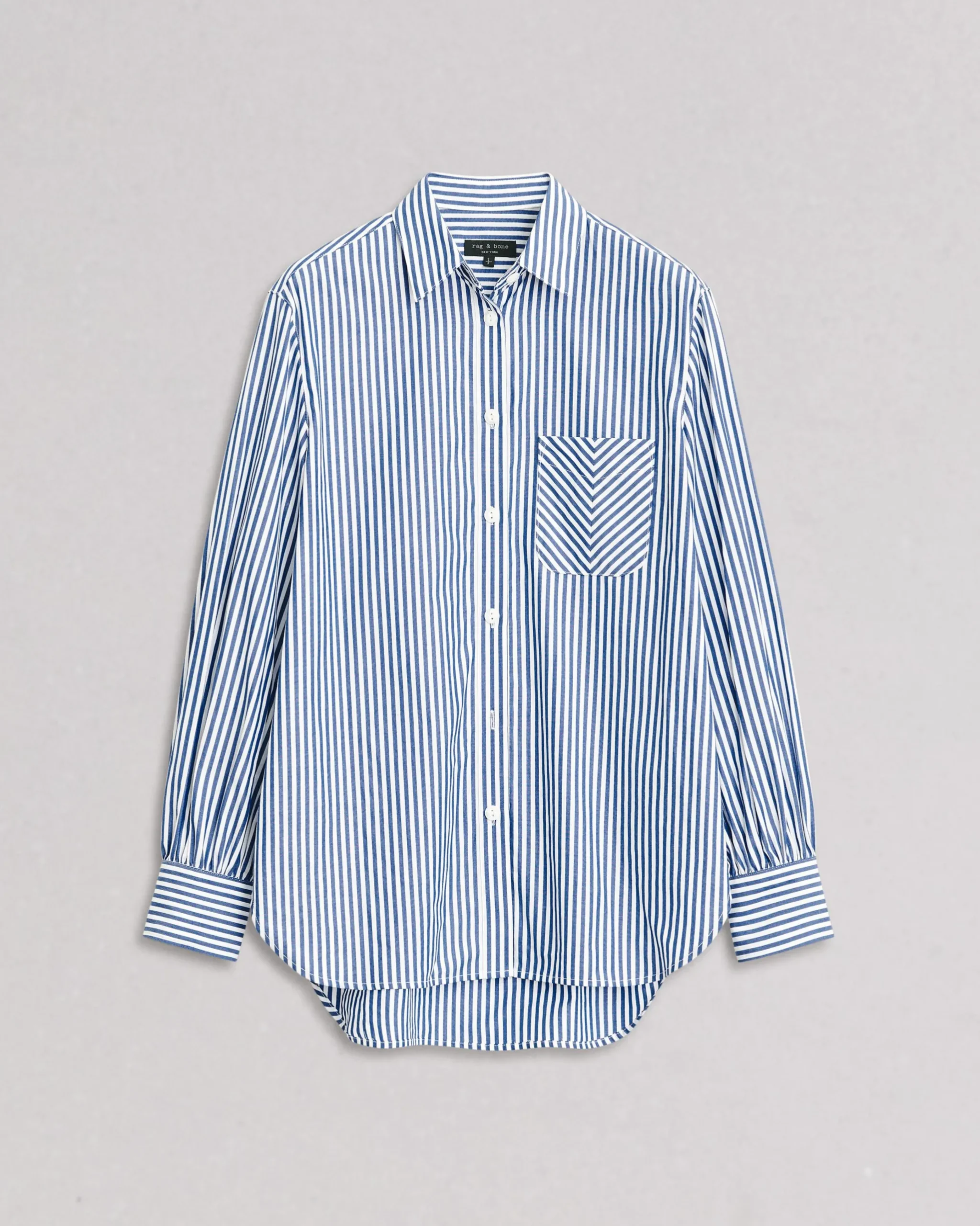 rag & bone Maxine Poplin Stripe Shirt Blue Stripe Cheap