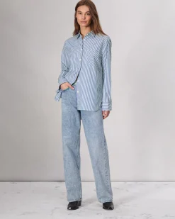 rag & bone Maxine Poplin Stripe Shirt Blue Stripe Cheap