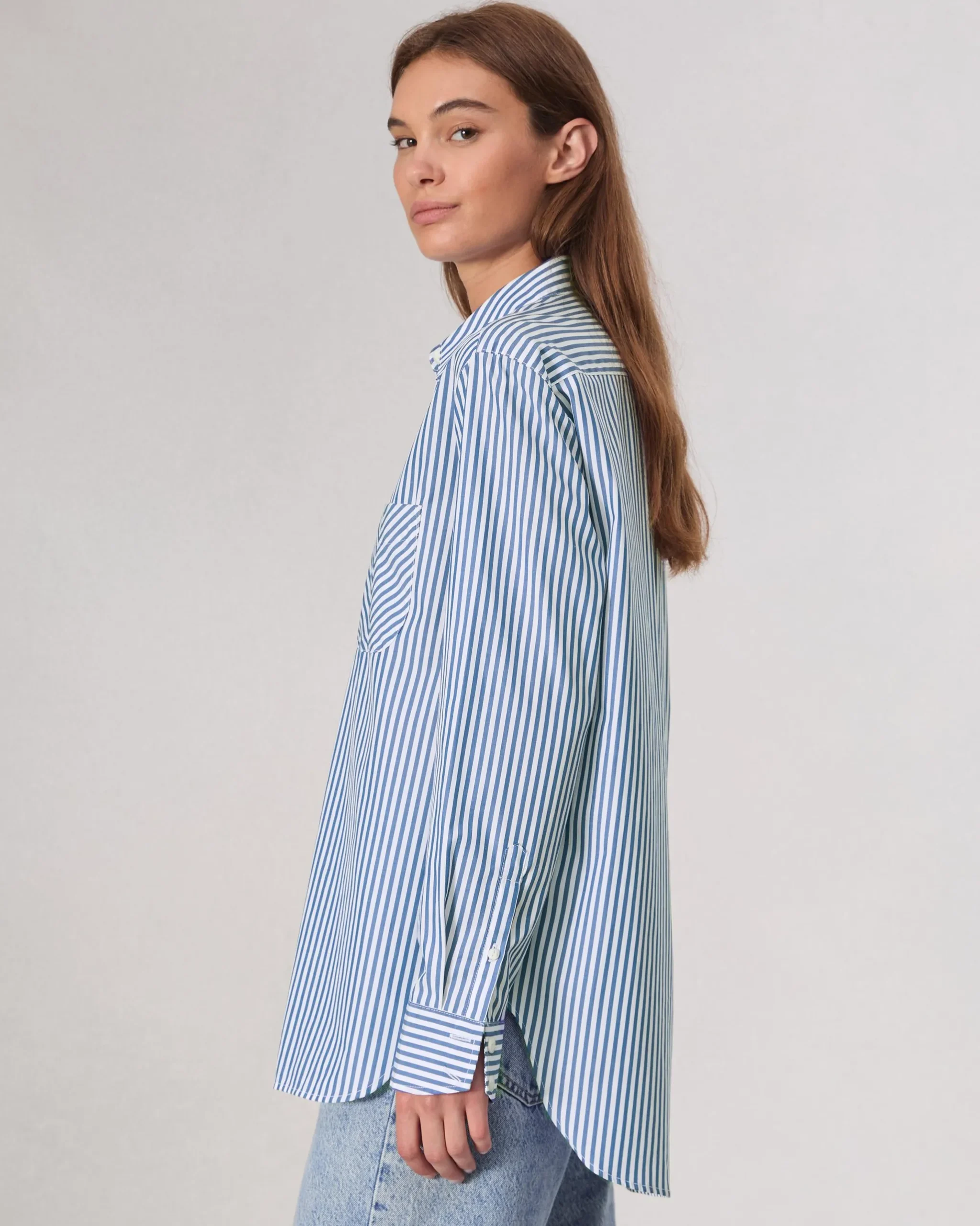 rag & bone Maxine Poplin Stripe Shirt Blue Stripe Cheap