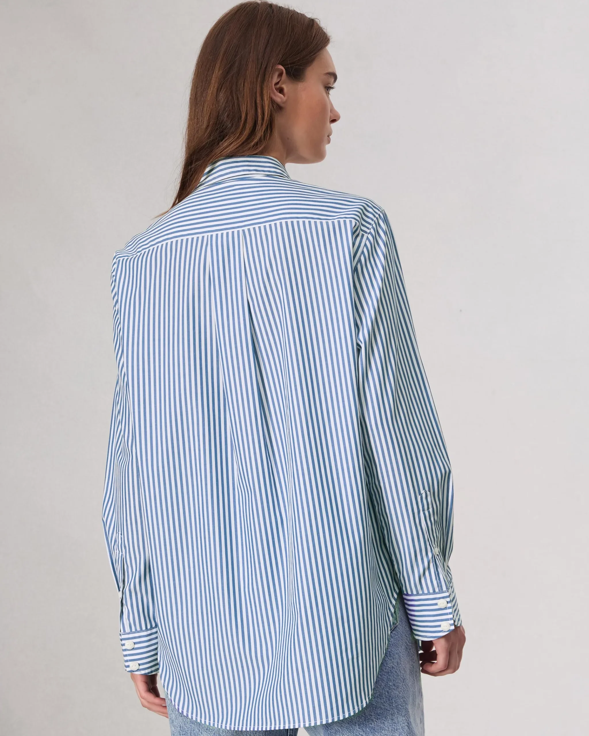 rag & bone Maxine Poplin Stripe Shirt Blue Stripe Cheap