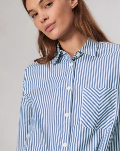 rag & bone Maxine Poplin Stripe Shirt Blue Stripe Cheap