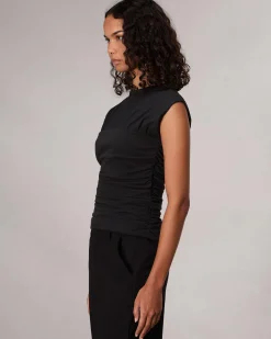 rag & bone Mica Banded Cotton Top Black Clearance