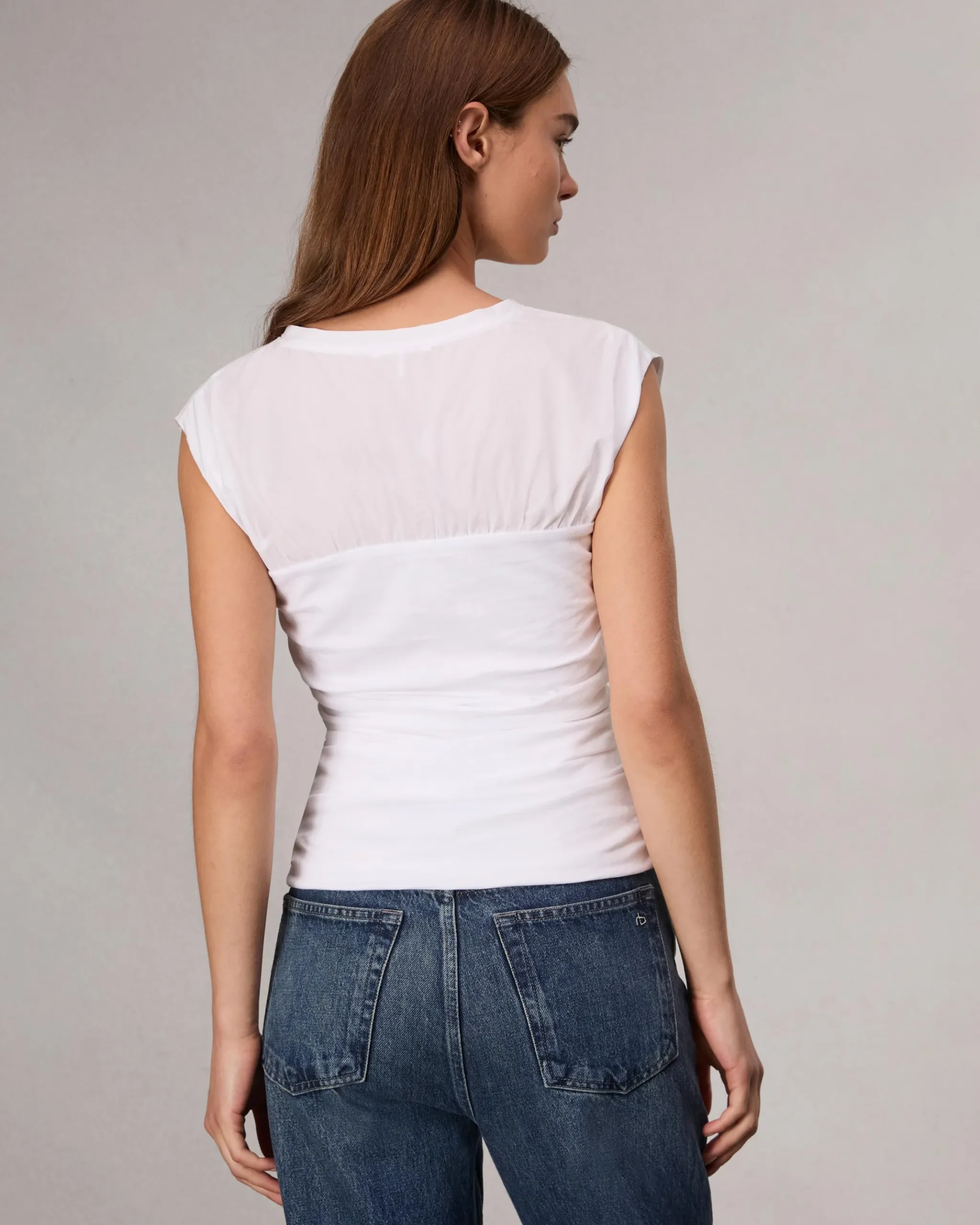 rag & bone Mica Banded Cotton Top White Hot