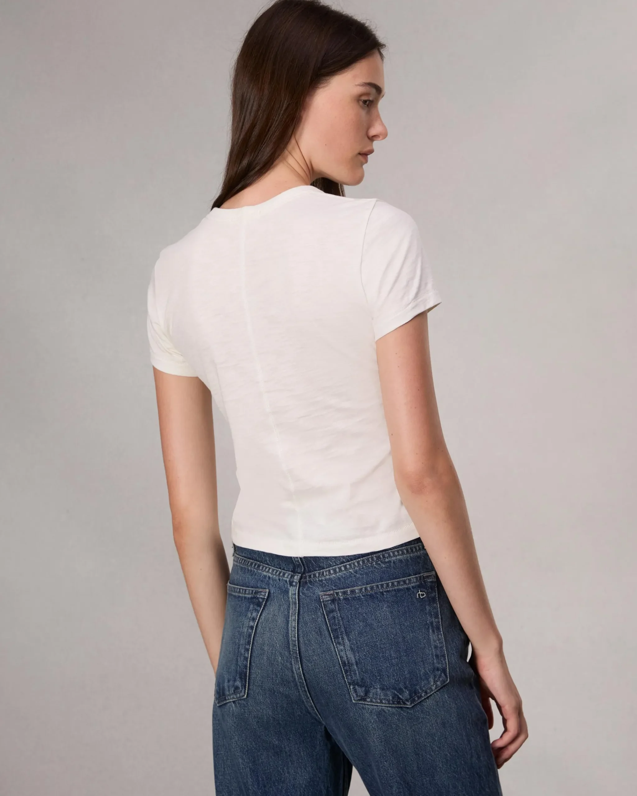 rag & bone Mini Script RB Tee Ivory Multi New
