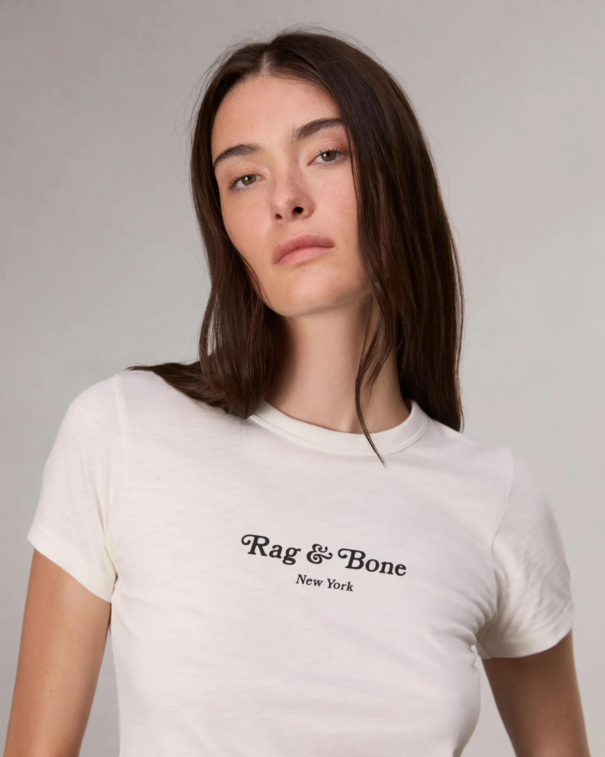 rag & bone Mini Script RB Tee Ivory Multi New