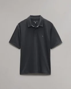 rag & bone Pima Cotton Polo Shirt Black Flash Sale
