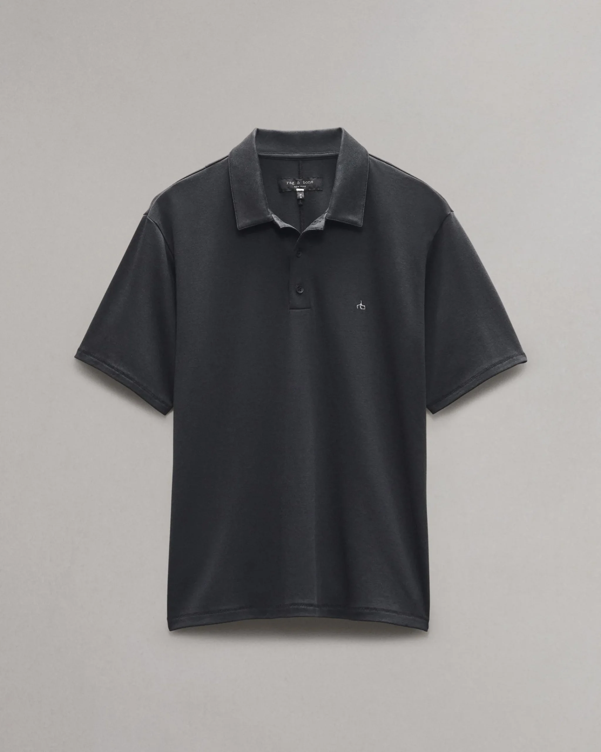 rag & bone Pima Cotton Polo Shirt Black Flash Sale