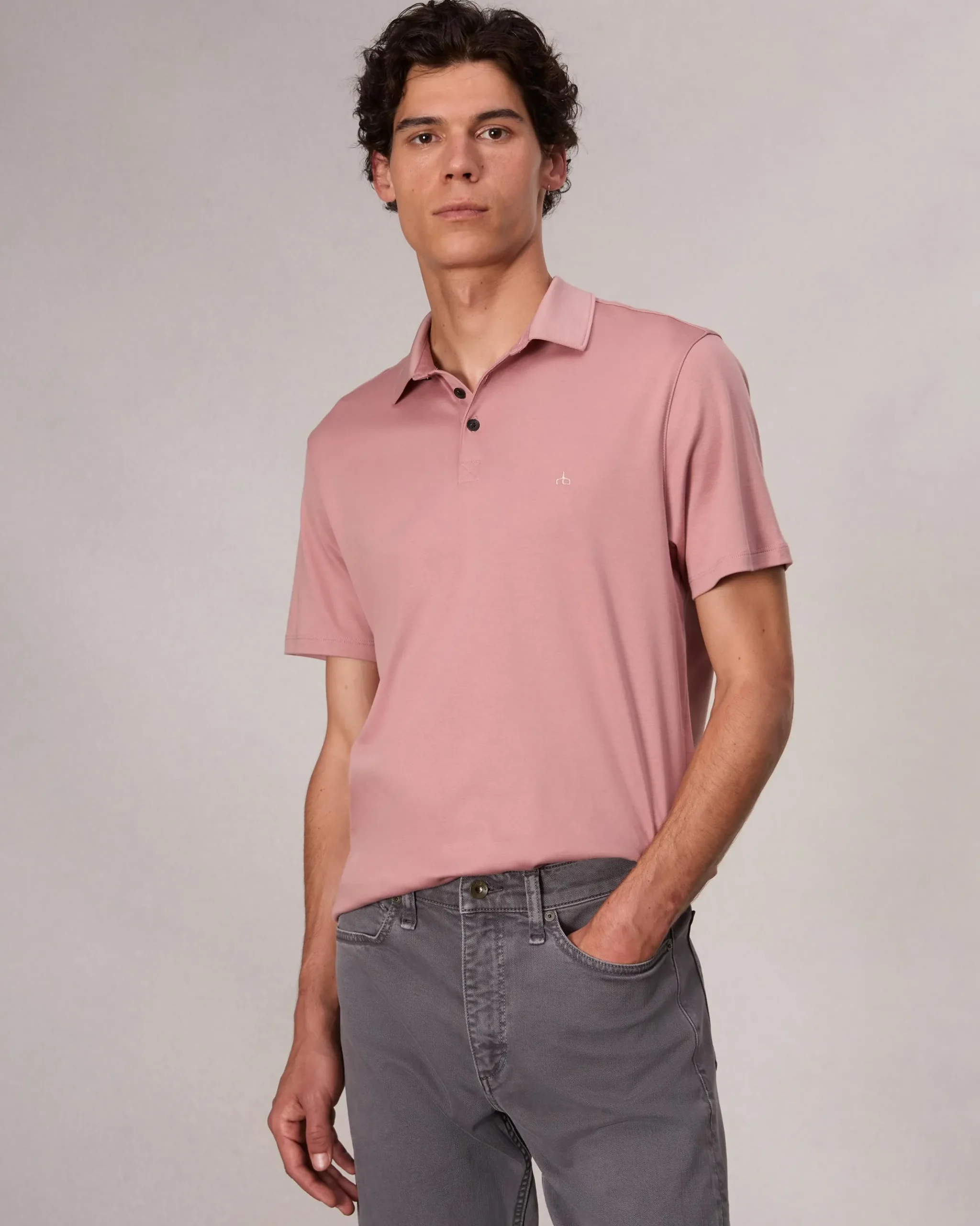 rag & bone Pima Cotton Polo Shirt Sea Grey (not available) Best Sale